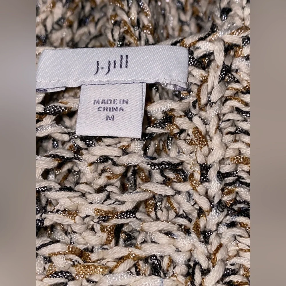 J. Jill Chunky‎ Knit Sweater Women M Open Weave Pullover Grannycore
